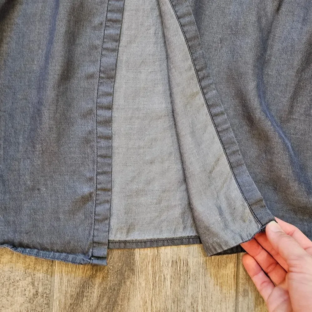 Lululemon Tank Top Womens Size S Open‎ Back Blue Chambray Racerback High Neck